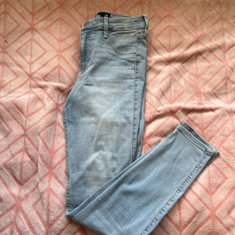 Hollister Blue Skinny Jeans with Stretch and Faded Wash